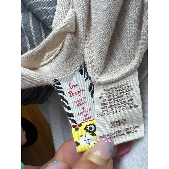 Vintage Free People Beige Hooded Eyelet Trim Empires Waist Babydoll Top - Picture 10 of 12